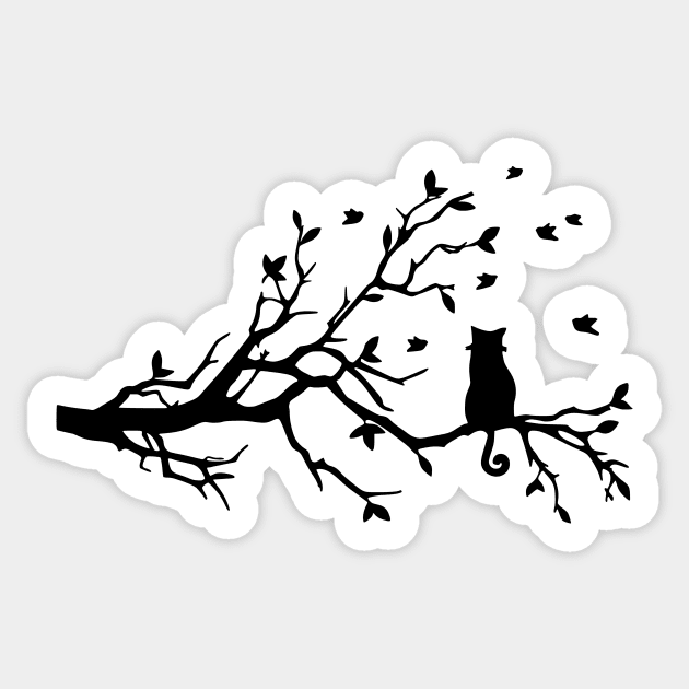 Cat Perched In The Wind Sticker by cocoCabot